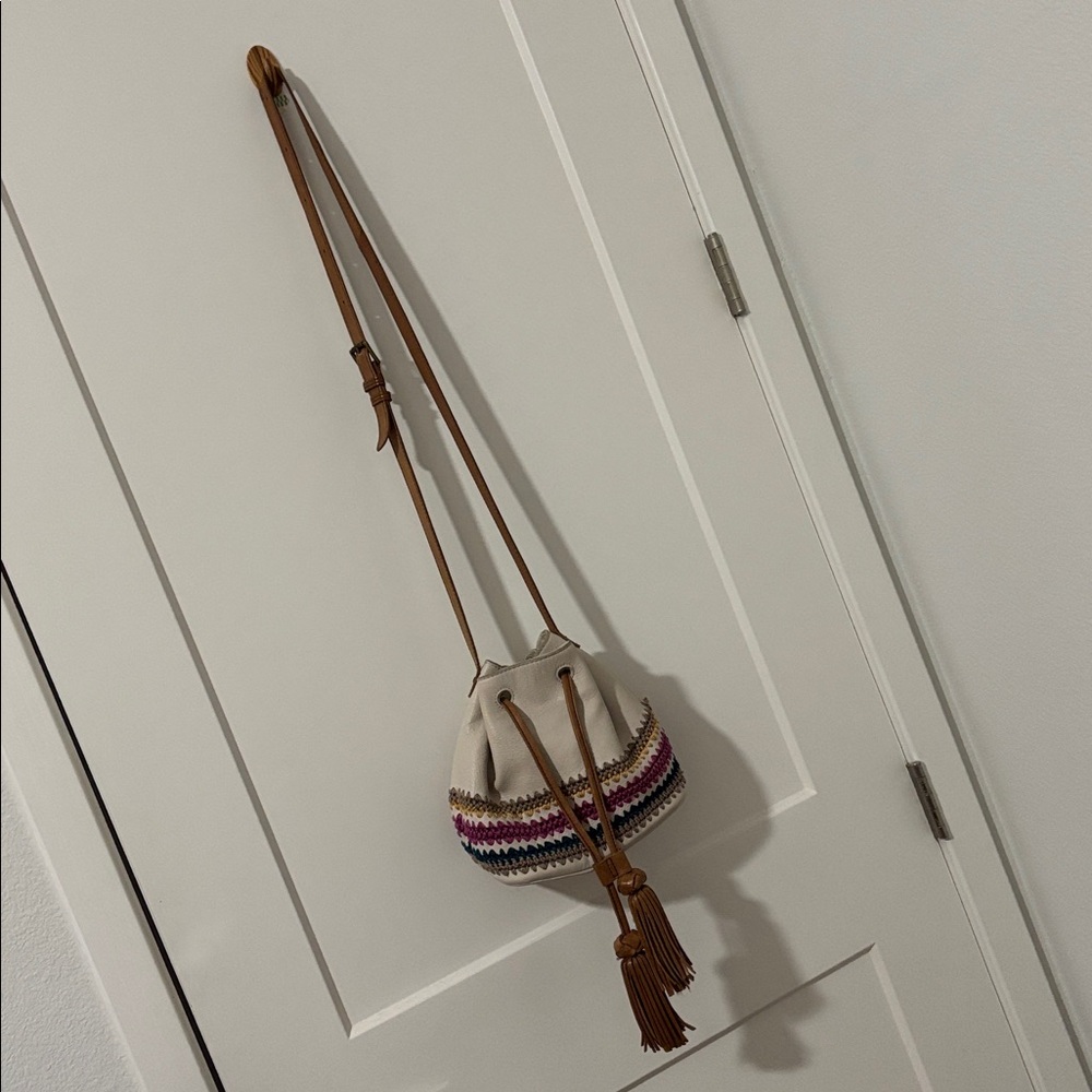 The Sak Cream and Multicolor Tassel Crossbody Bag